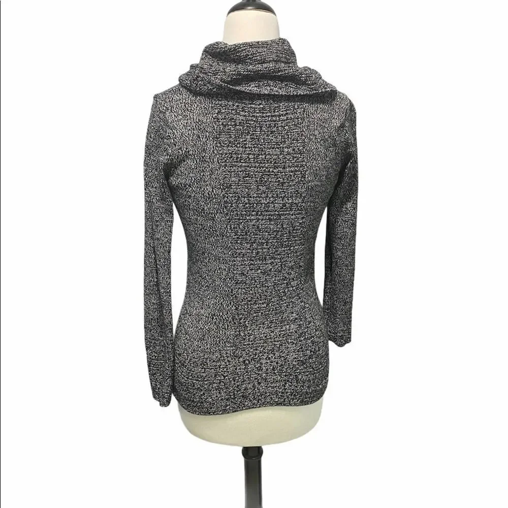 Calvin Klein Cowl Neck Knit Sweater Pullover Rib Front Contrast Design Gray XS - Picture 2 of 9